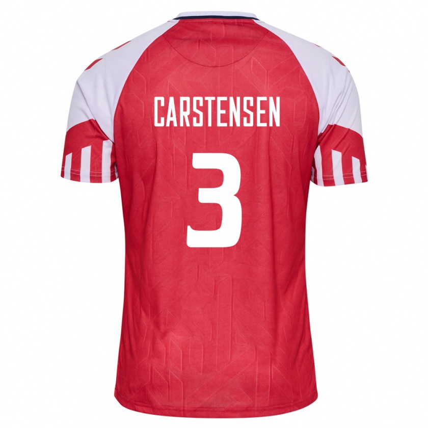 Kandiny Femme Maillot Danemark Rasmus Carstensen #3 Rouge Tenues Domicile 24-26 T-Shirt