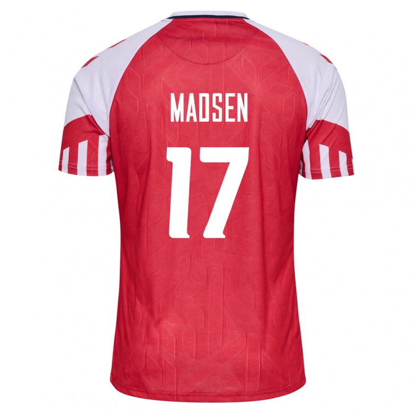 Kandiny Femme Maillot Danemark Nicolas Madsen #17 Rouge Tenues Domicile 24-26 T-Shirt