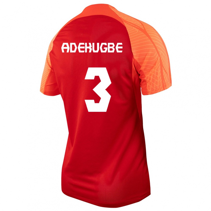 Kandiny Femme Maillot Canada Samuel Adekugbe #3 Orange Tenues Domicile 24-26 T-Shirt