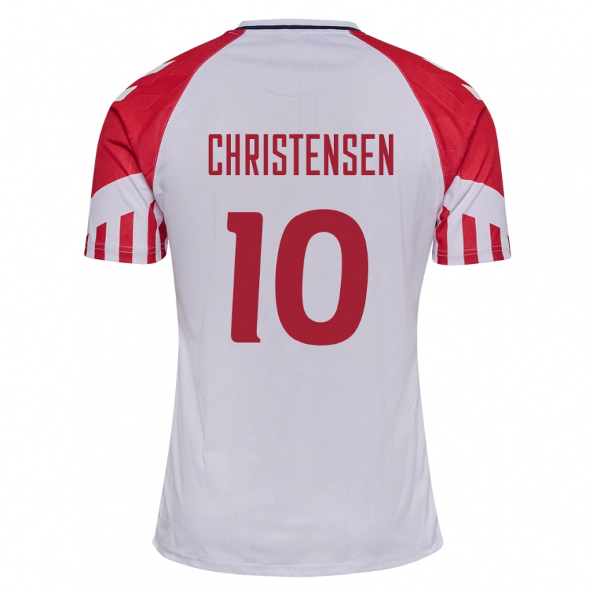 Kandiny Femme Maillot Danemark Gustav Christensen #10 Blanc Tenues Extérieur 24-26 T-Shirt