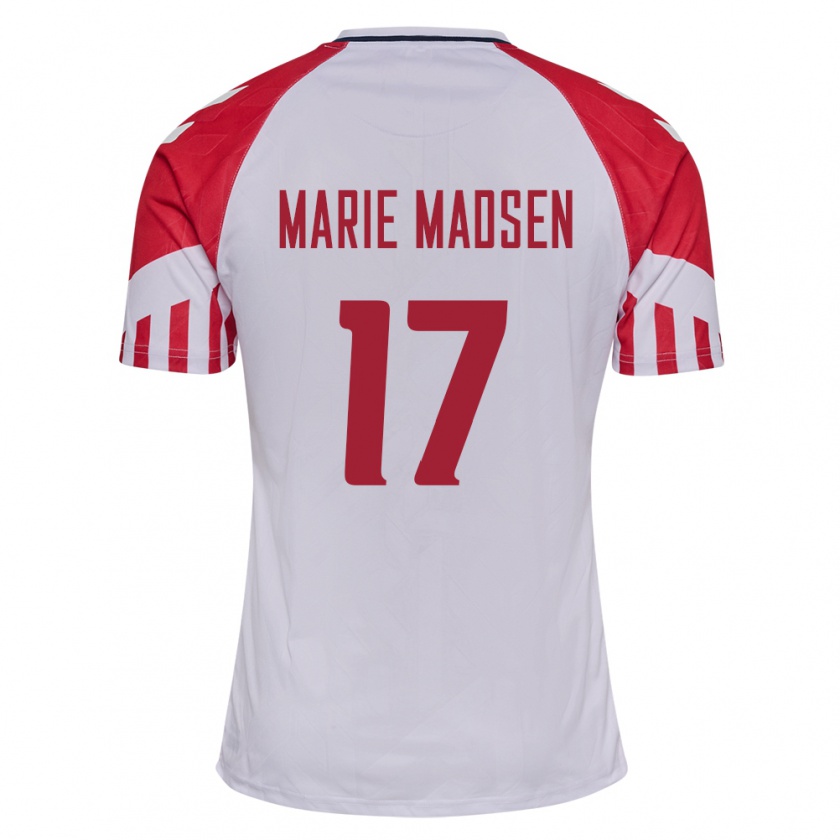 Kandiny Femme Maillot Danemark Rikke Marie Madsen #17 Blanc Tenues Extérieur 24-26 T-Shirt