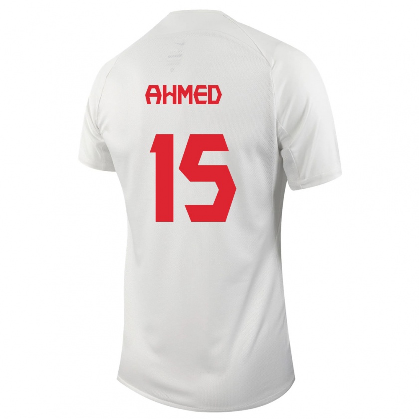 Kandiny Femme Maillot Canada Ali Ahmed #15 Blanc Tenues Extérieur 24-26 T-Shirt
