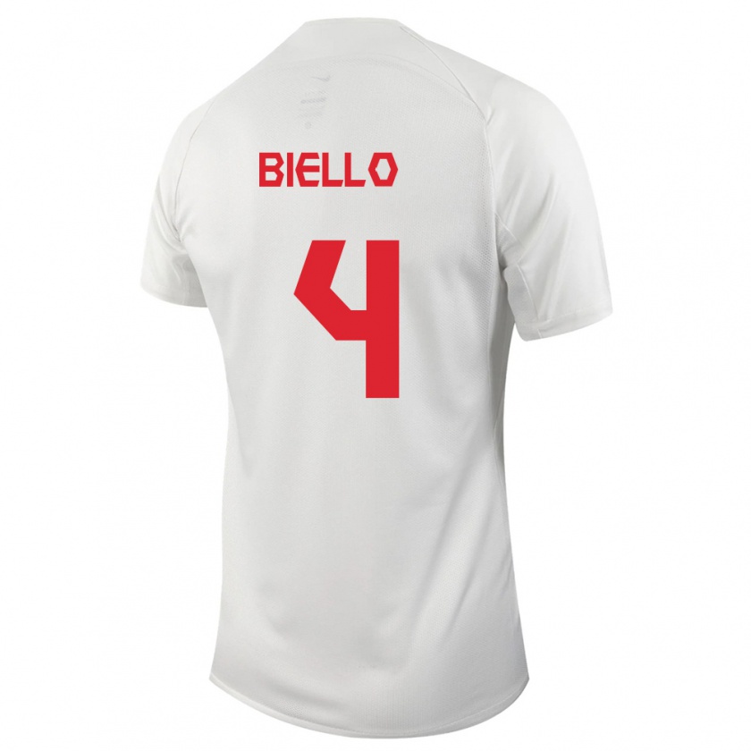Kandiny Femme Maillot Canada Alessandro Biello #4 Blanc Tenues Extérieur 24-26 T-Shirt
