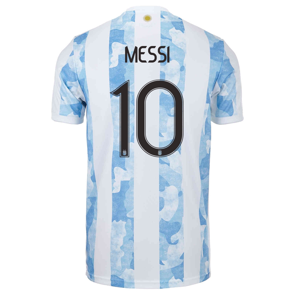 Enfant Équipe D'argentine De Football Maillot Lionel Messi #10 Tenues Domicile Bleu Blanc 2021