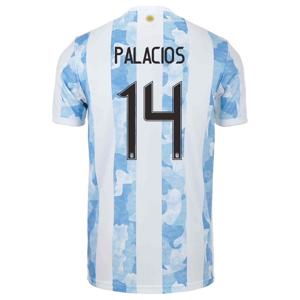 Enfant Équipe D'argentine De Football Maillot Exequiel Palacios #14 Tenues Domicile Bleu Blanc 2021