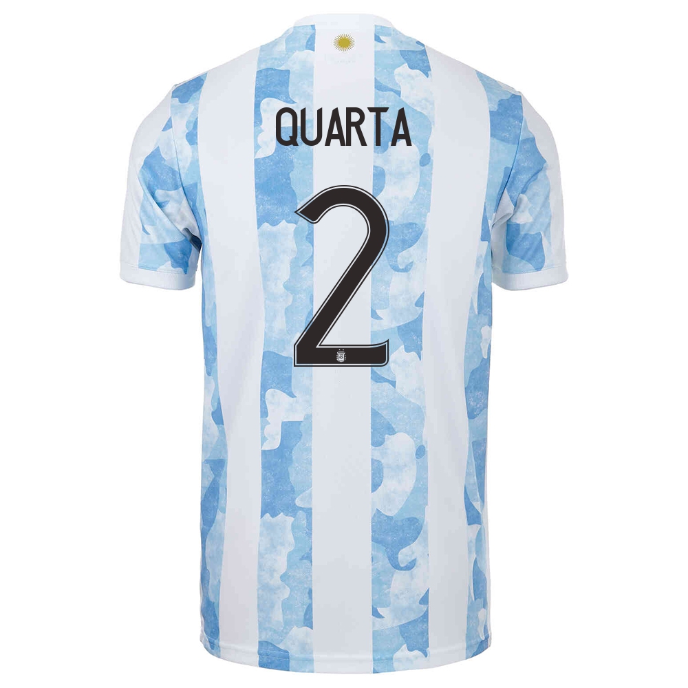 Homme Équipe D'argentine De Football Maillot Lucas Martinez Quarta #2 Tenues Domicile Bleu Blanc 2021