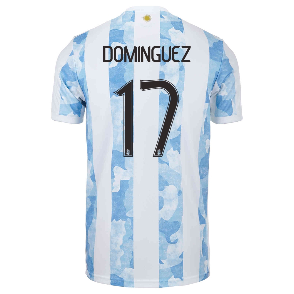 Femme Équipe D'argentine De Football Maillot Nicolas Dominguez #17 Tenues Domicile Bleu Blanc 2021