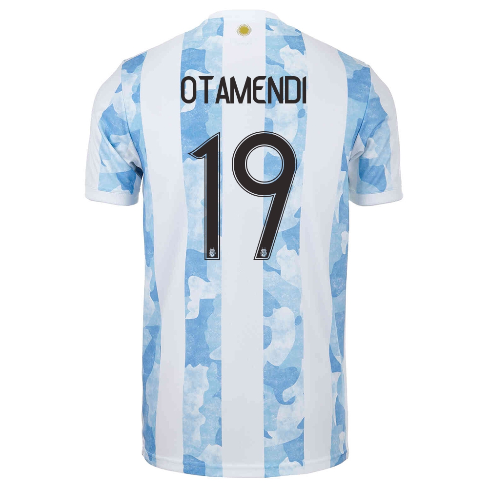 Femme Équipe D'argentine De Football Maillot Nicolas Otamendi #19 Tenues Domicile Bleu Blanc 2021