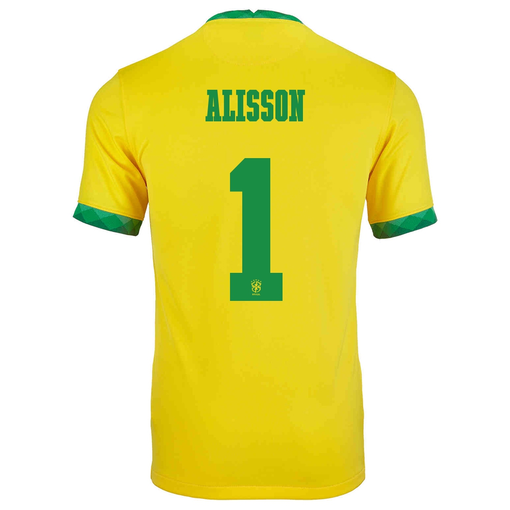 Enfant Équipe Du Brésil De Football Maillot Alisson #1 Tenues Domicile Jaune 2021