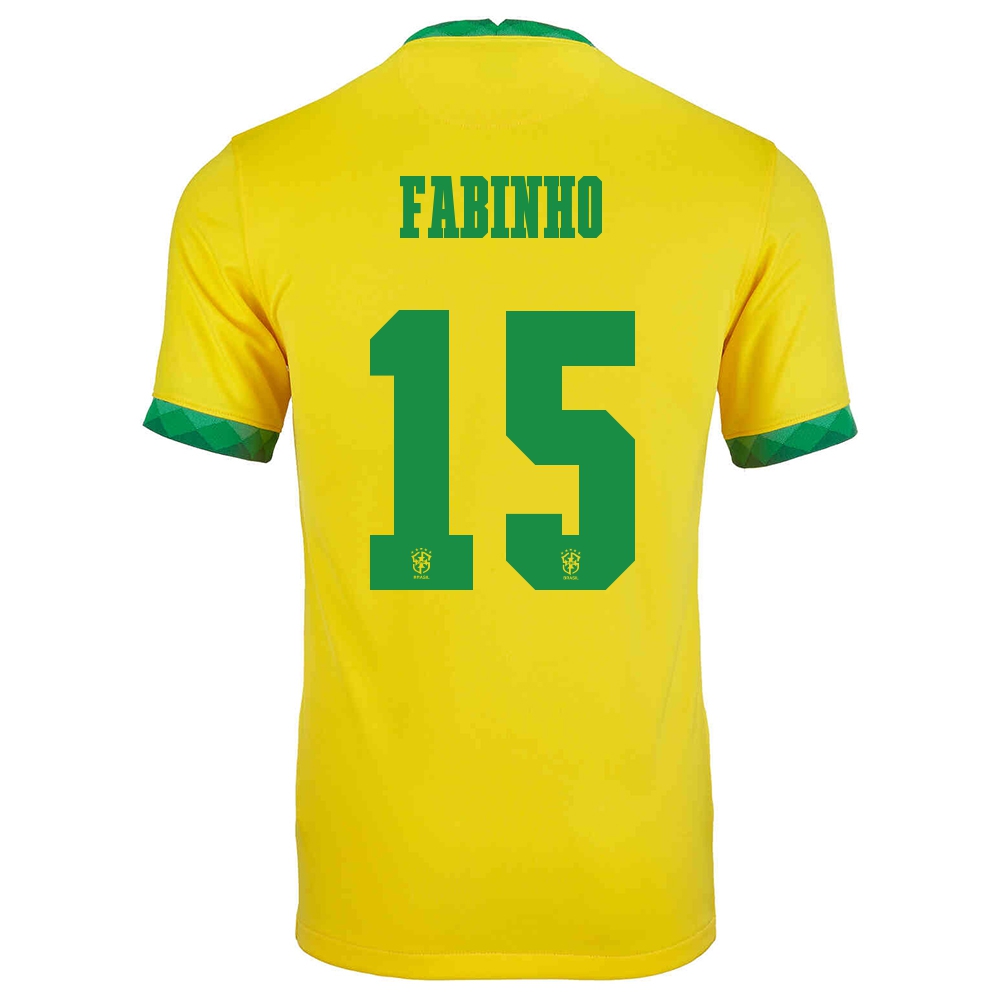 Femme Équipe Du Brésil De Football Maillot Fabinho #15 Tenues Domicile Jaune 2021