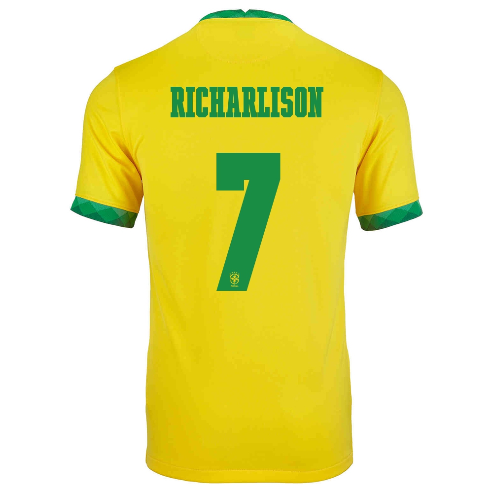 Enfant Équipe Du Brésil De Football Maillot Richarlison #7 Tenues Domicile Jaune 2021