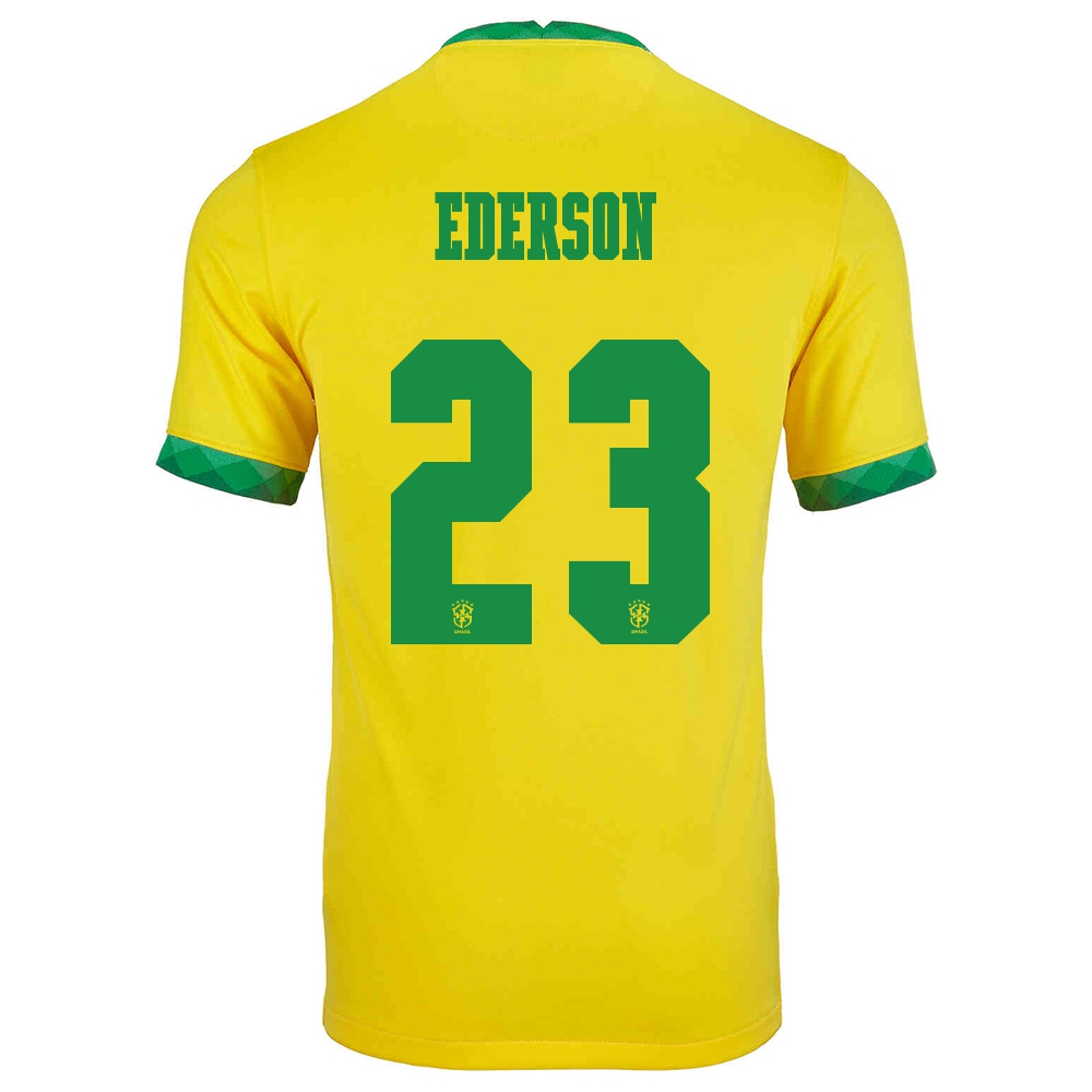 Homme Équipe Du Brésil De Football Maillot Ederson #23 Tenues Domicile Jaune 2021