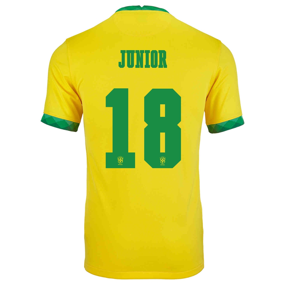 Homme Équipe Du Brésil De Football Maillot Vinicius Junior #18 Tenues Domicile Jaune 2021