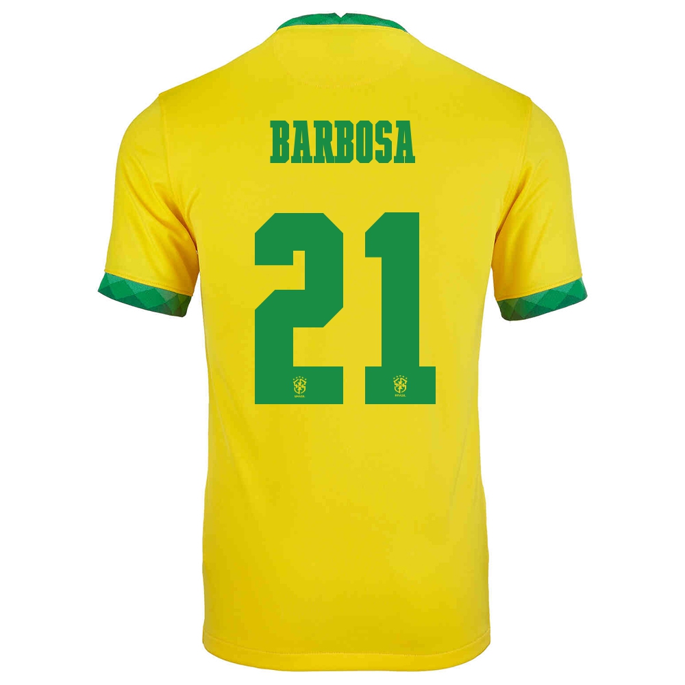Enfant Équipe Du Brésil De Football Maillot Gabriel Barbosa #21 Tenues Domicile Jaune 2021