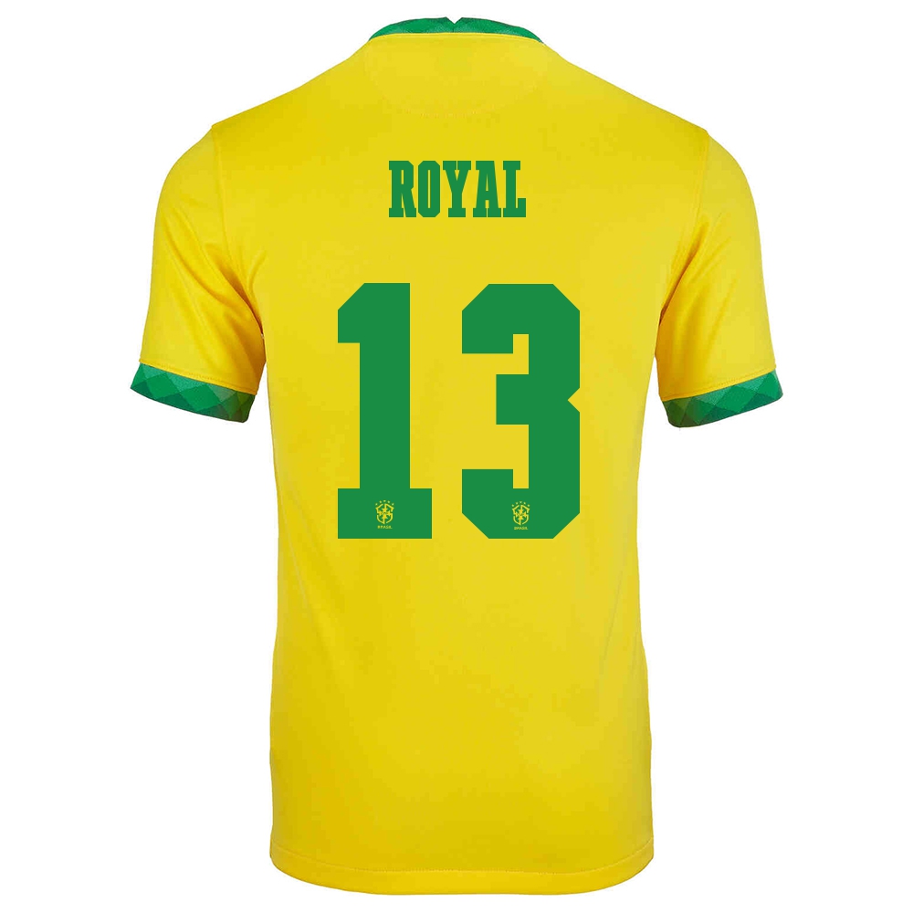 Enfant Équipe Du Brésil De Football Maillot Emerson Royal #13 Tenues Domicile Jaune 2021