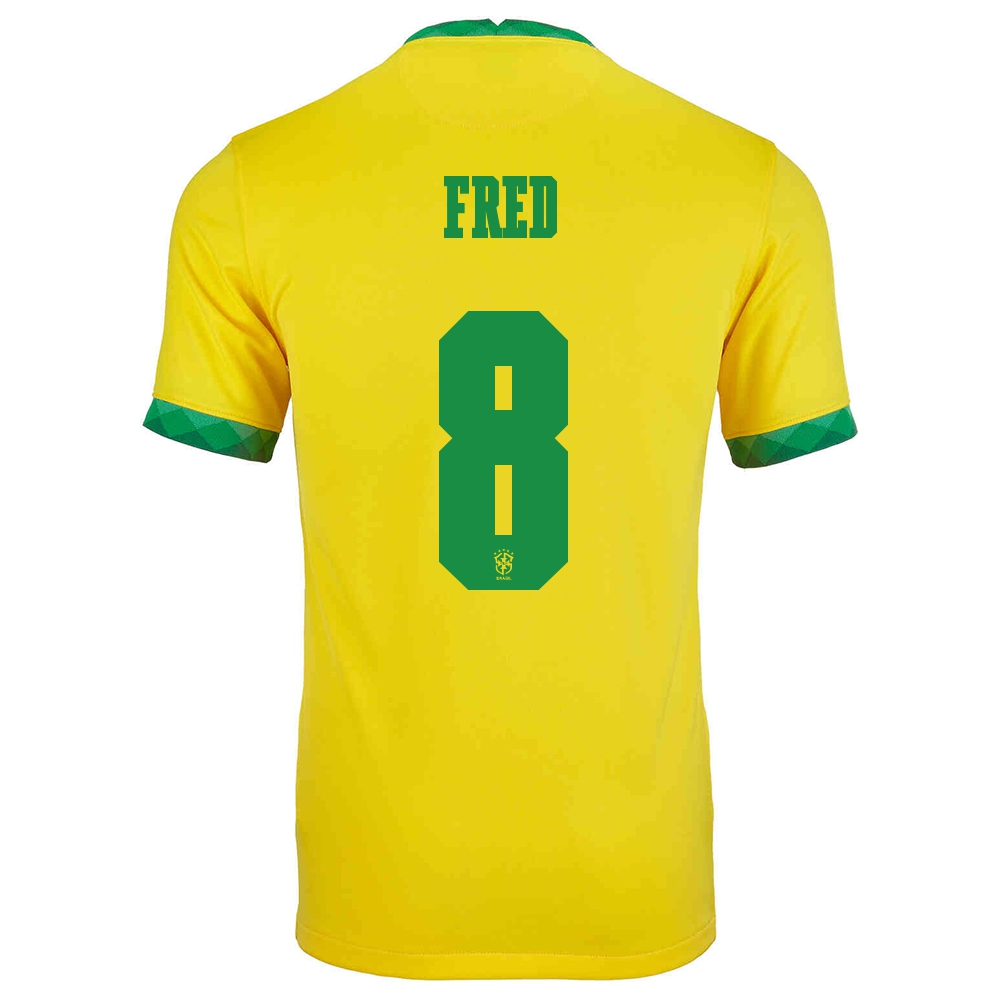 Enfant Équipe Du Brésil De Football Maillot Fred #8 Tenues Domicile Jaune 2021