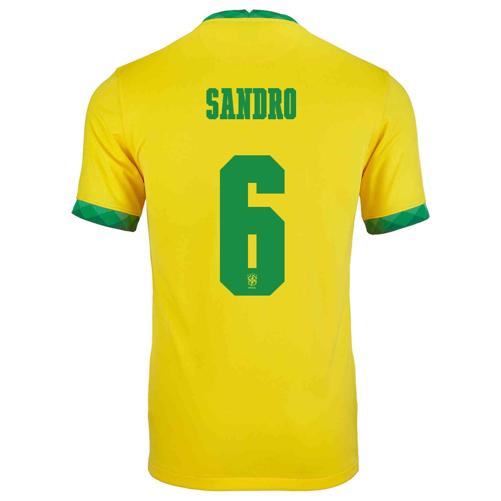 Homme Équipe Du Brésil De Football Maillot Alex Sandro #6 Tenues Domicile Jaune 2021