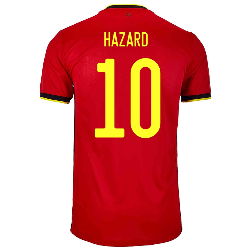Homme Équipe De Belgique De Football Maillot Eden Hazard #10 Tenues Domicile Rouge 2021