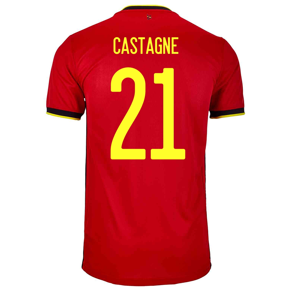 Enfant Équipe De Belgique De Football Maillot Timothy Castagne #21 Tenues Domicile Rouge 2021