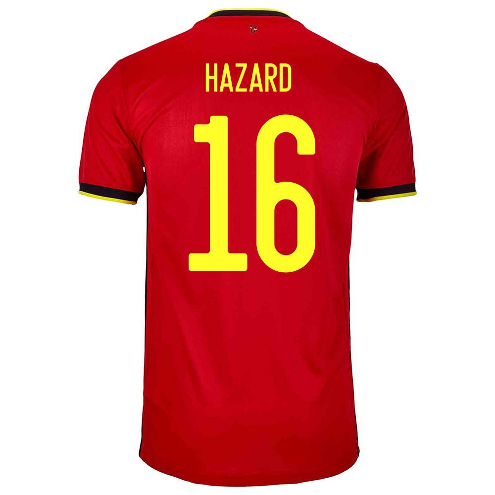 Enfant Équipe De Belgique De Football Maillot Thorgan Hazard #16 Tenues Domicile Rouge 2021