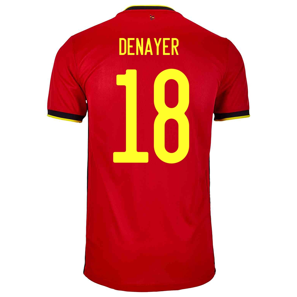Femme Équipe De Belgique De Football Maillot Jason Denayer #18 Tenues Domicile Rouge 2021