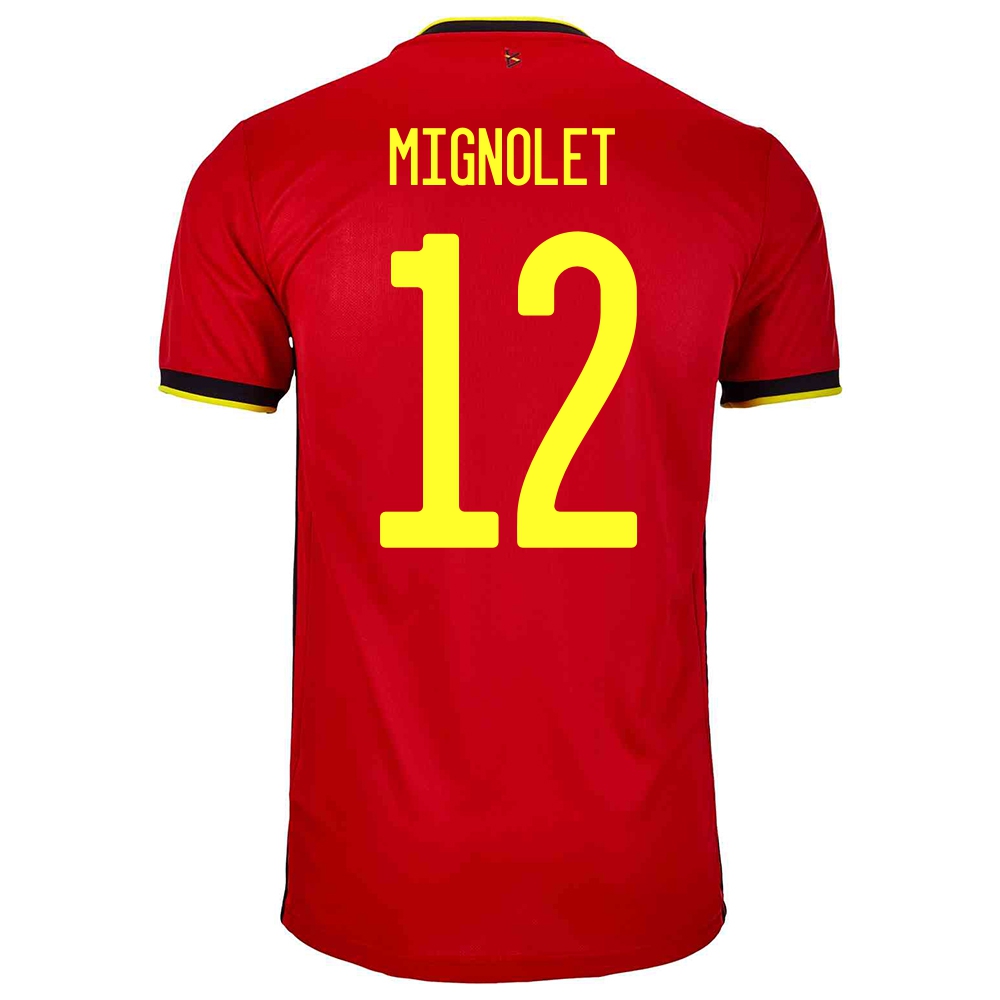 Femme Équipe De Belgique De Football Maillot Simon Mignolet #12 Tenues Domicile Rouge 2021