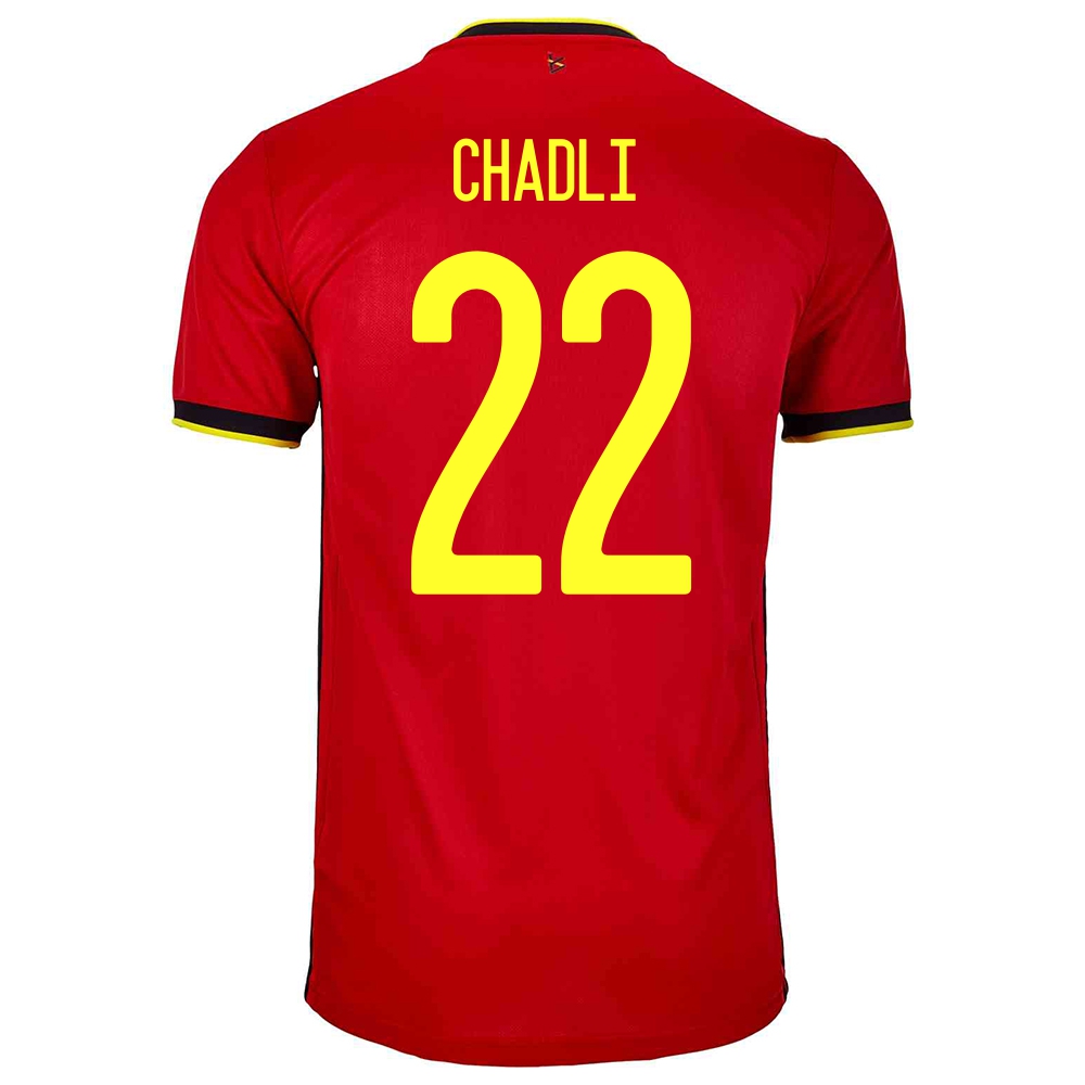 Homme Équipe De Belgique De Football Maillot Nacer Chadli #22 Tenues Domicile Rouge 2021