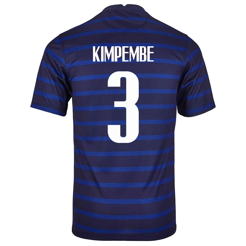 Femme Équipe De France De Football Maillot Presnel Kimpembe #3 Tenues Domicile Bleu Foncé 2021