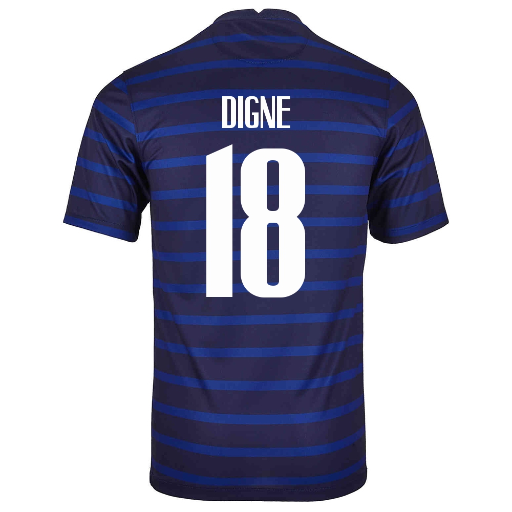 Femme Équipe De France De Football Maillot Lucas Digne #18 Tenues Domicile Bleu Foncé 2021
