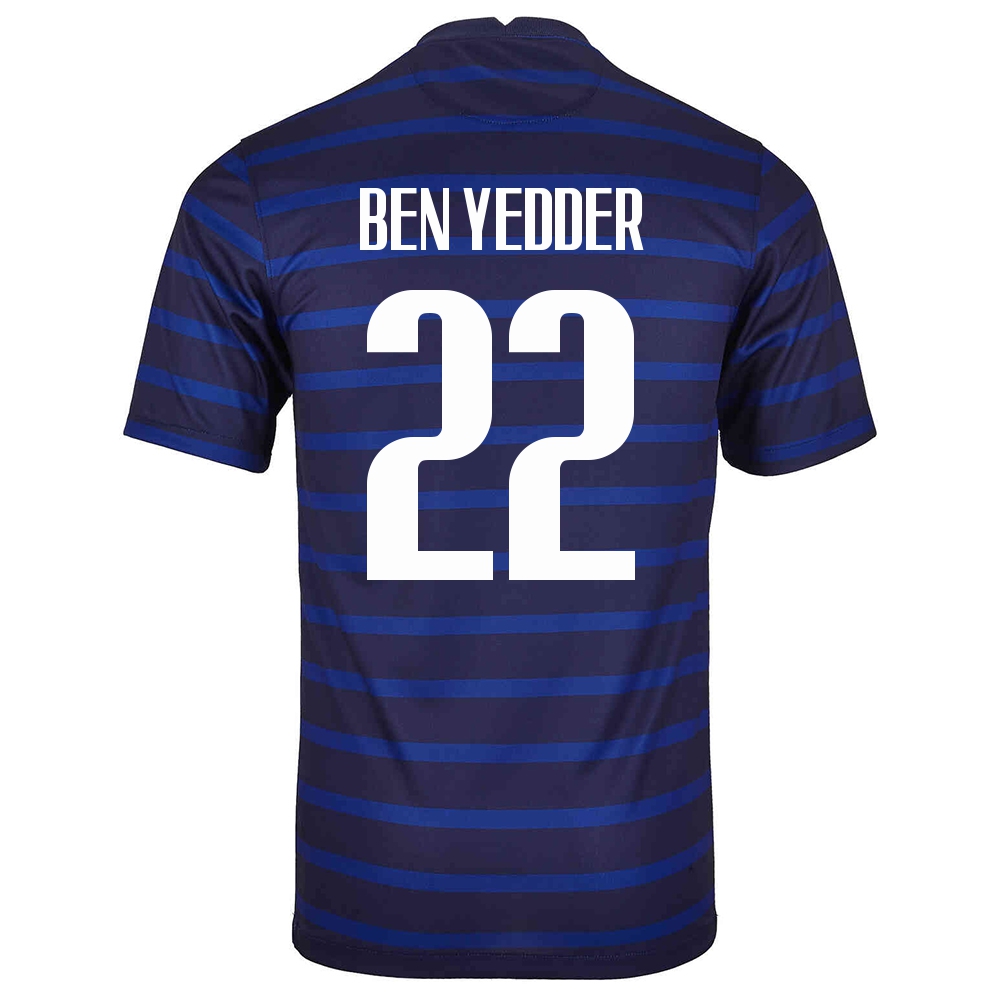 Femme Équipe De France De Football Maillot Wissam Ben Yedder #22 Tenues Domicile Bleu Foncé 2021