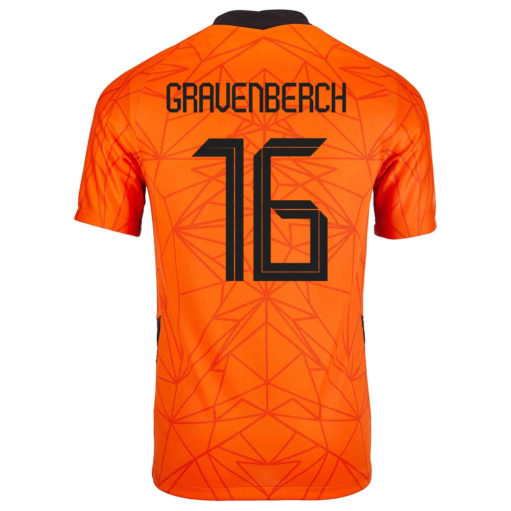 Homme Équipe Des Pays-bas De Football Maillot Ryan Gravenberch #16 Tenues Domicile Orange 2021