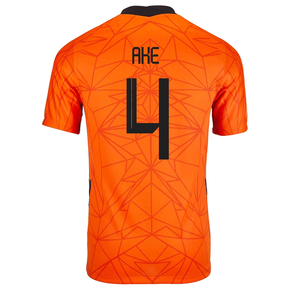 Homme Équipe Des Pays-bas De Football Maillot Nathan Ake #4 Tenues Domicile Orange 2021