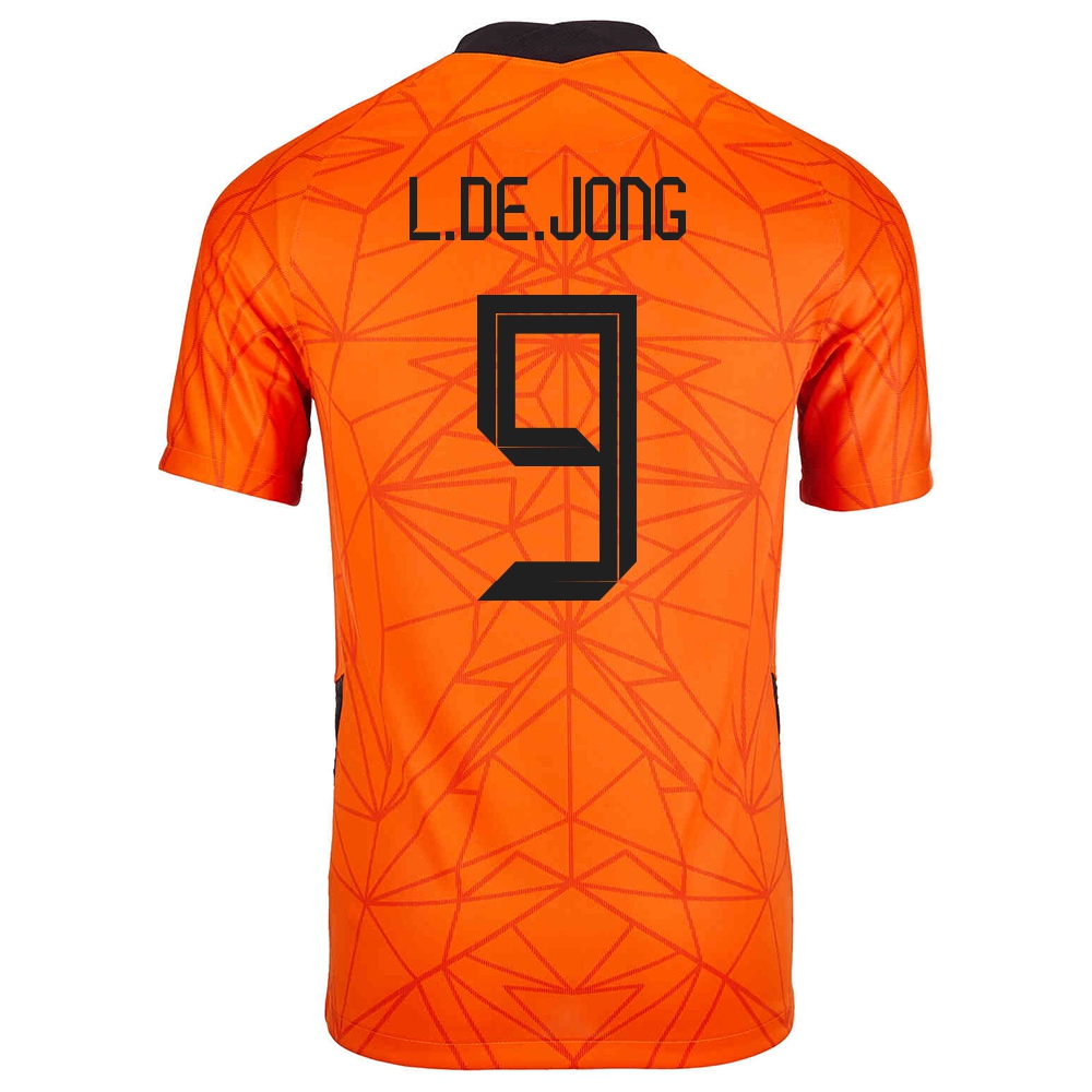 Homme Équipe Des Pays-bas De Football Maillot Luuk De Jong #9 Tenues Domicile Orange 2021