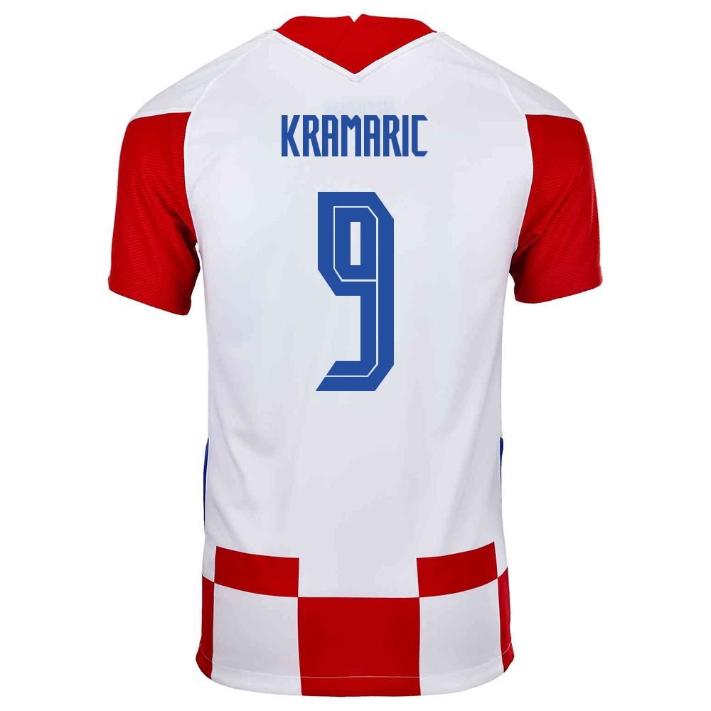 Enfant Équipe De Croatie De Football Maillot Andrej Kramaric #9 Tenues Domicile Rouge Blanc 2021