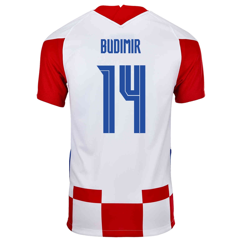 Homme Équipe De Croatie De Football Maillot Ante Budimir #14 Tenues Domicile Rouge Blanc 2021