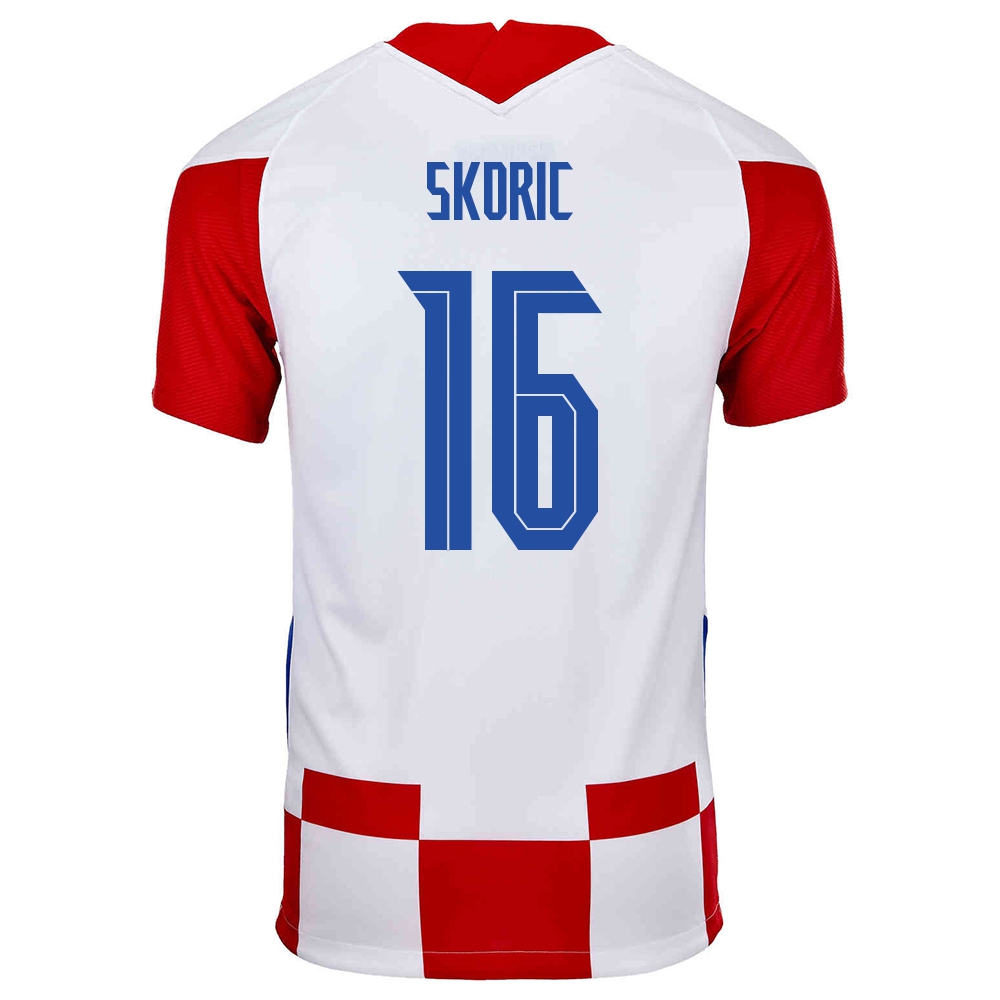 Enfant Équipe De Croatie De Football Maillot Mile Skoric #16 Tenues Domicile Rouge Blanc 2021