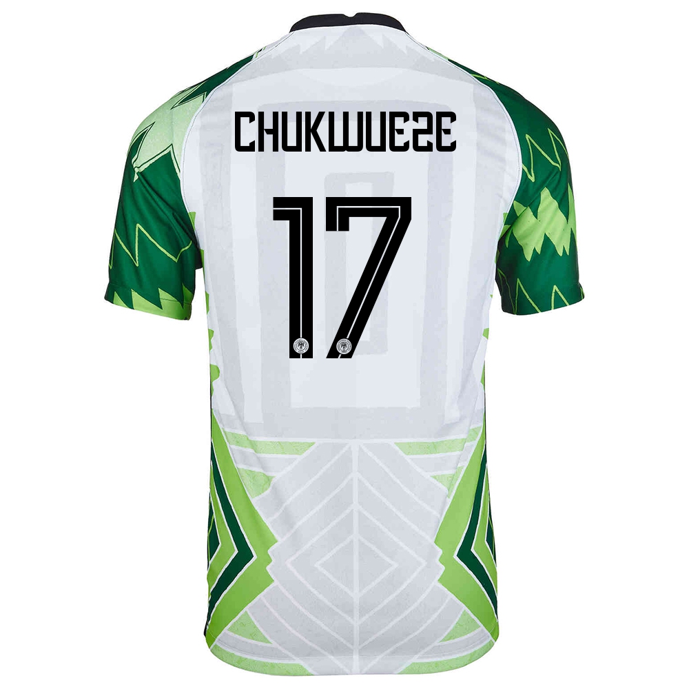 Femme Équipe Du Nigeria De Football Maillot Samuel Chukwueze #17 Tenues Domicile Vert Blanc 2021