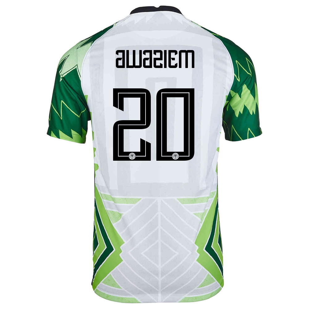 Homme Équipe Du Nigeria De Football Maillot Chidozie Awaziem #20 Tenues Domicile Vert Blanc 2021