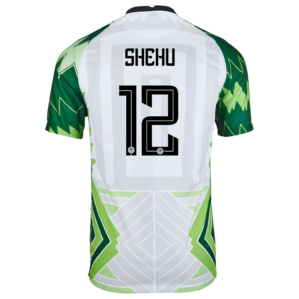 Femme Équipe Du Nigeria De Football Maillot Abdullahi Shehu #12 Tenues Domicile Vert Blanc 2021