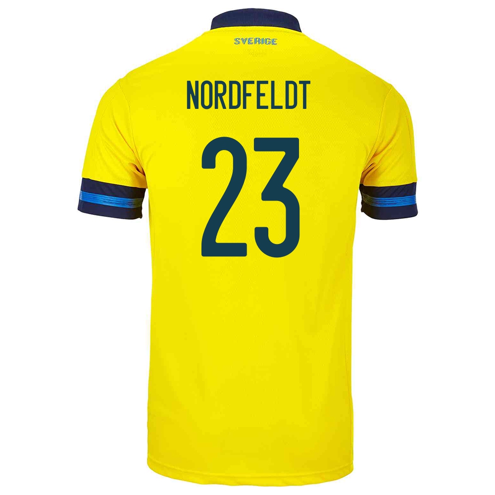 Femme Équipe De Suède De Football Maillot Kristoffer Nordfeldt #23 Tenues Domicile Jaune 2021