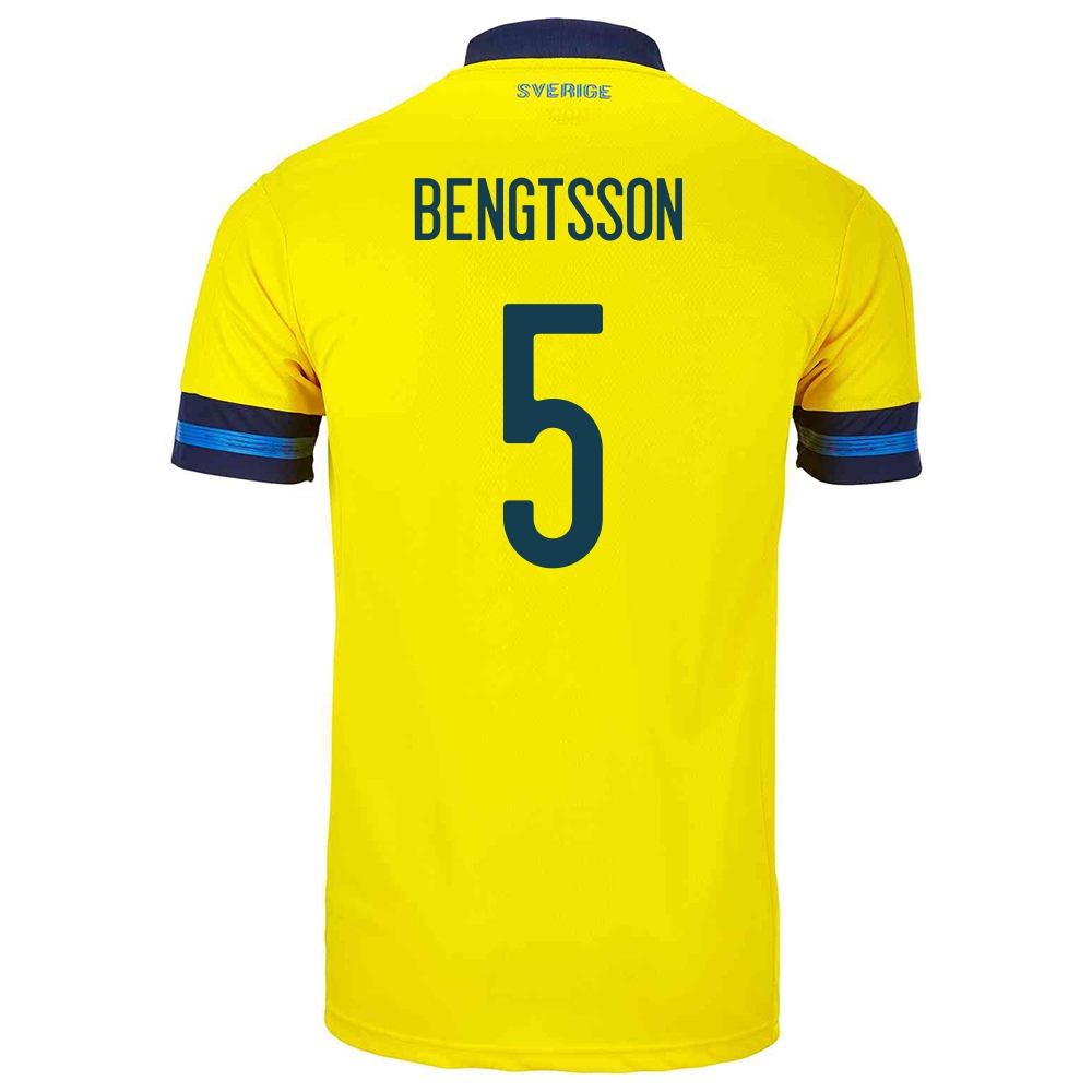 Homme Équipe De Suède De Football Maillot Pierre Bengtsson #5 Tenues Domicile Jaune 2021