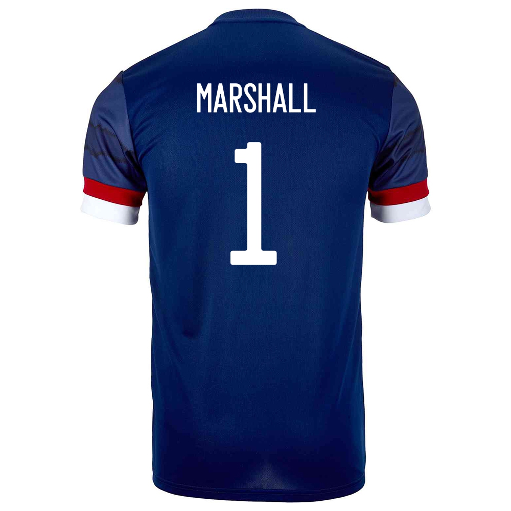 Homme Équipe D'Écosse De Football Maillot David Marshall #1 Tenues Domicile Bleu Foncé 2021
