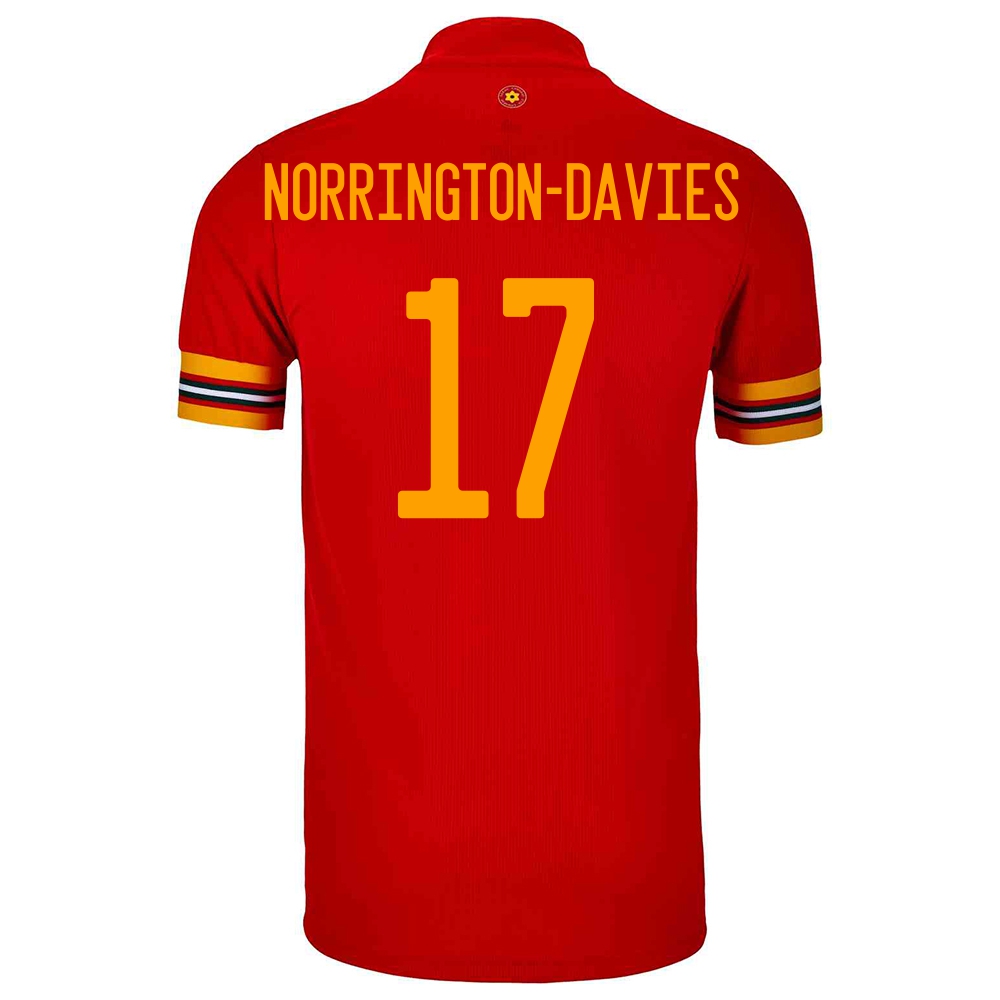 Homme Équipe Du Pays De Galles De Football Maillot Rhys Norrington-davies #17 Tenues Domicile Rouge 2021