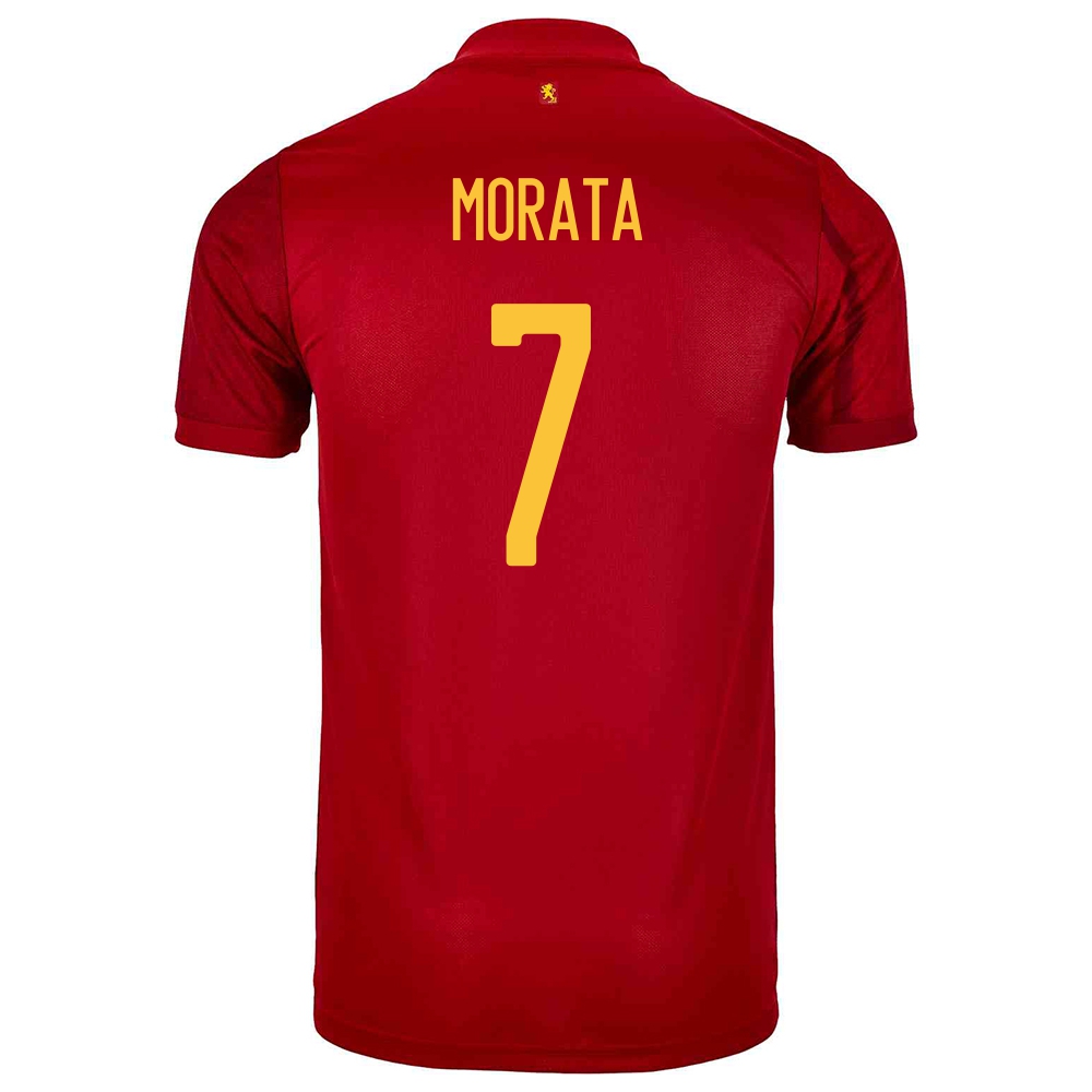 Enfant Équipe D'espagne De Football Maillot Alvaro Morata #7 Tenues Domicile Rouge 2021