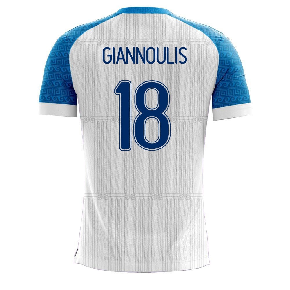 Femme Équipe De Grèce De Football Maillot Dimitrios Giannoulis #18 Tenues Domicile Blanc 2021