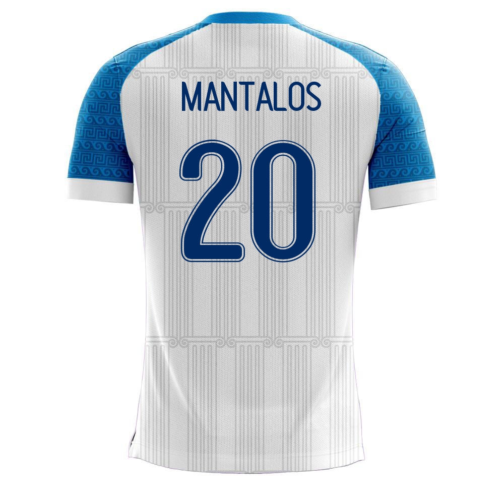 Femme Équipe de Grèce de football Maillot Petros Mantalos #20 Tenues Domicile Blanc 2021