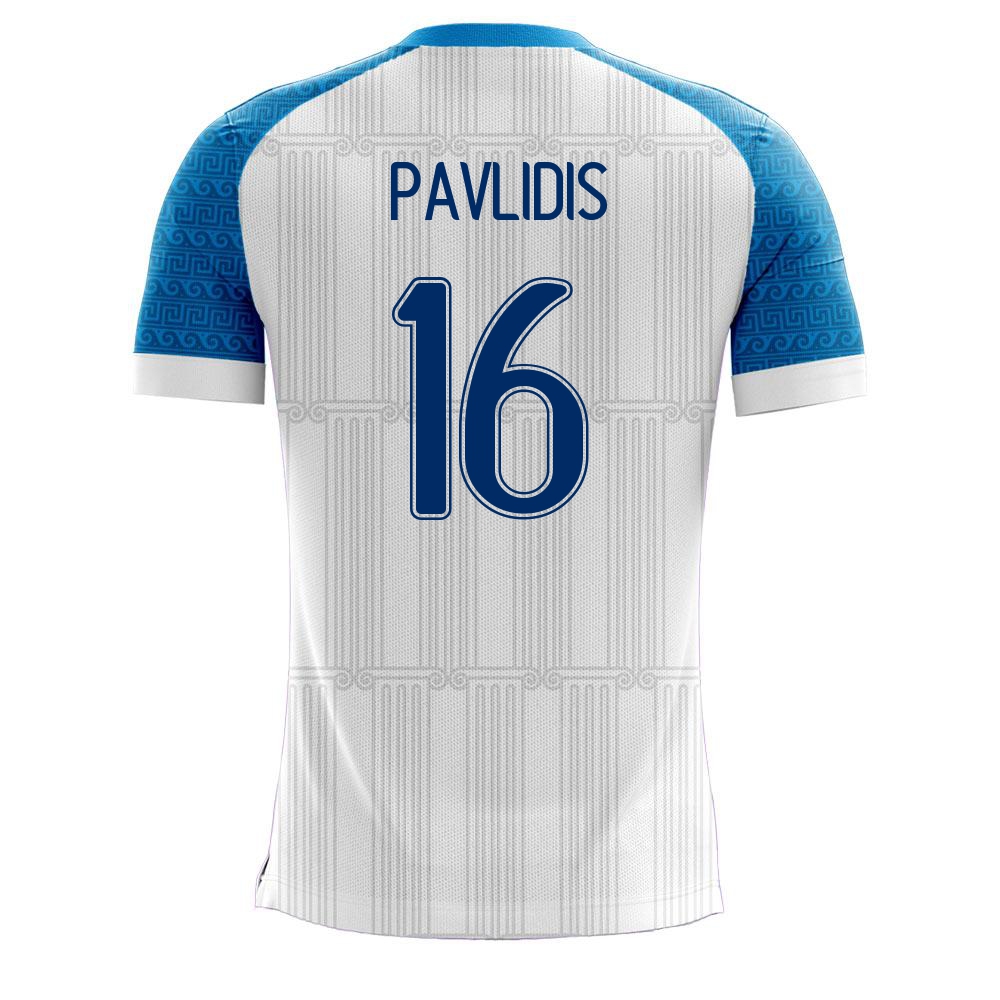 Femme Équipe de Grèce de football Maillot Vangelis Pavlidis #16 Tenues Domicile Blanc 2021