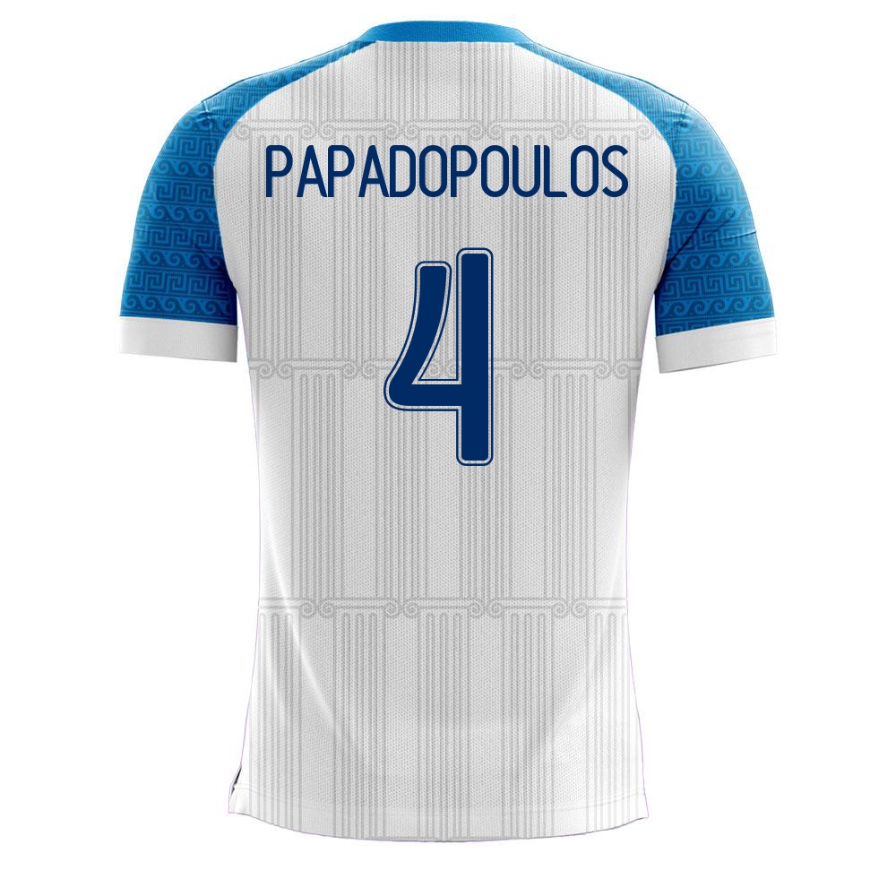 Femme Équipe de Grèce de football Maillot Kyriakos Papadopoulos #4 Tenues Domicile Blanc 2021