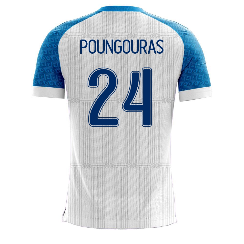 Femme Équipe de Grèce de football Maillot Achilleas Poungouras #24 Tenues Domicile Blanc 2021