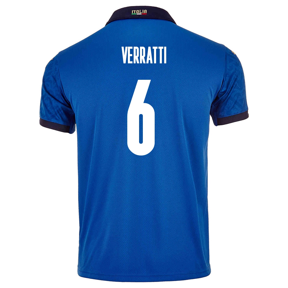 Femme Équipe d'Italie de football Maillot Marco Verratti #6 Tenues Domicile Bleu 2021